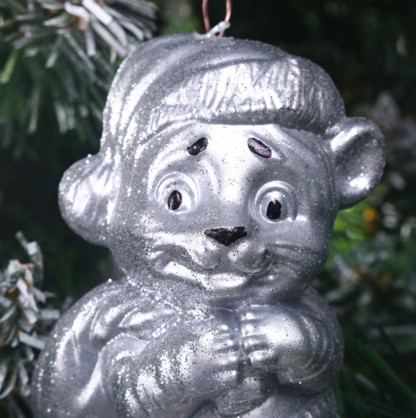 Підвіска Тигрик 3Д з мішком d 12 см срібний