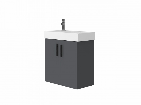 Тумба напольная ЮВЕНТА Manhattan - 65 серый с умывальником Stance-65