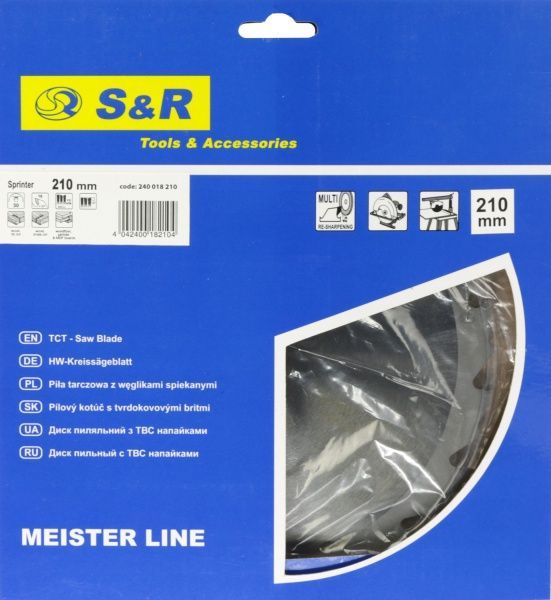 Пильный диск S&R Sprinter 210x30x2.4 Z18