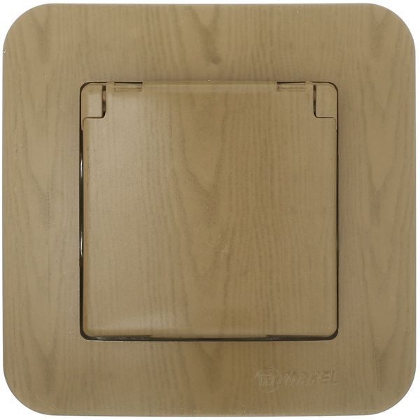 Розетка із заземленням Makel Lillium Natural з кришкою дуб