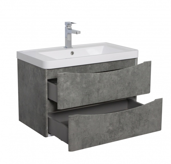 Тумба подвесная Aqua Rodos Vista серый мрамор с умывальником Ваr 75 см