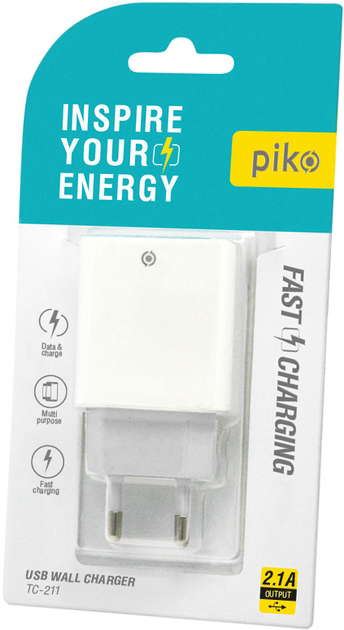 Зарядное устройство Piko TC-211 USB 2.1 A White (1283126515156)