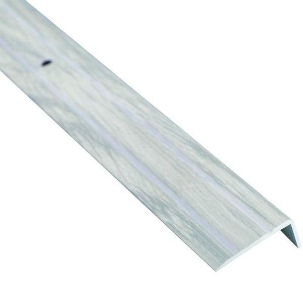 Порожек алюминиевый декорированный Braz Line рифленый с отверстиями 24,5х10x900 мм дуб снежный 