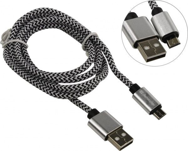 Кабель Defender microUSB 1 м білий (87803) 