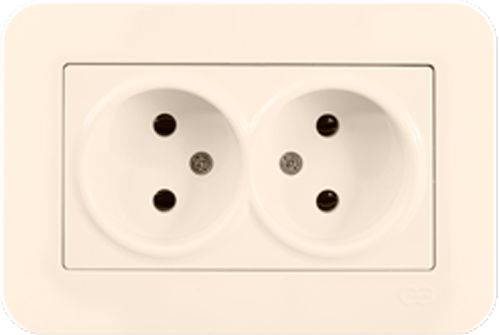 Розетка подвійна без заземлення Gunsan Radius крем 01 37 12 00 100 149
