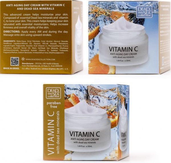 Крем для лица дневной Dead Sea Collection против морщин с витамином С и минералами Мертвого моря 50 мл