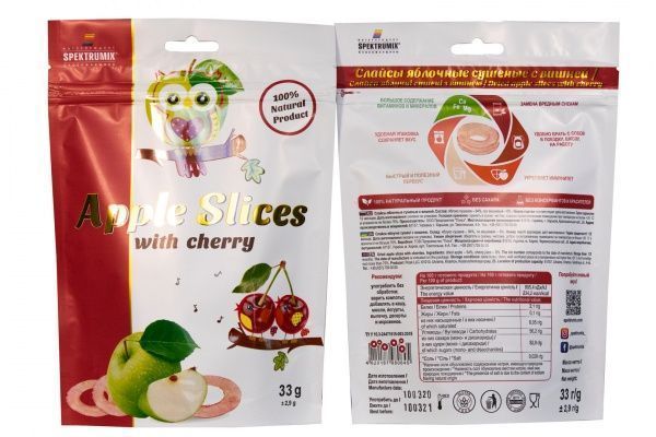 Снеки Spektrumix слайсы яблочные сушеные с вишней 33 г 