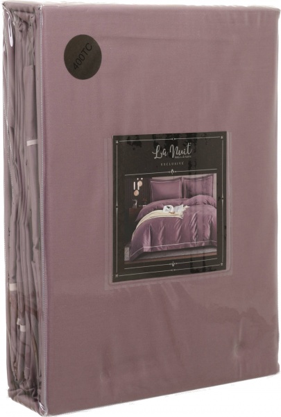 Комплект постільної білизни Solid сімейний бузковий La Nuit 