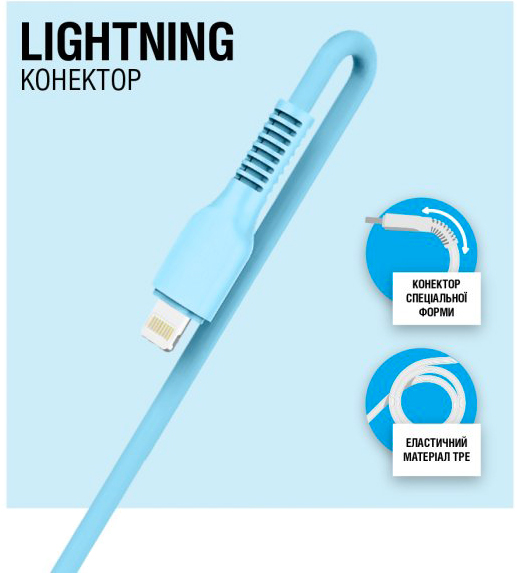 Кабель Acclab USB to Lightning 1,2 м голубой (AL-CBCOLOR-L1BL)