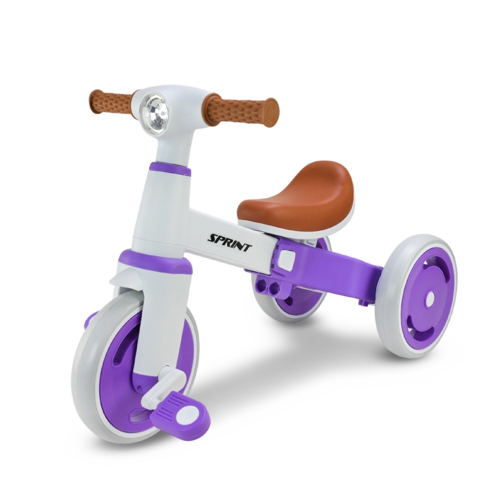 Велосипед трехколесный Shantou с родительской ручкой белый с фиолетовым TR2604