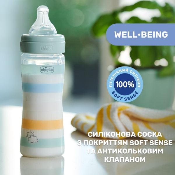 Пляшечка Chicco Well-Being Colors 2м+ м'ятна 250 мл (28623.21)