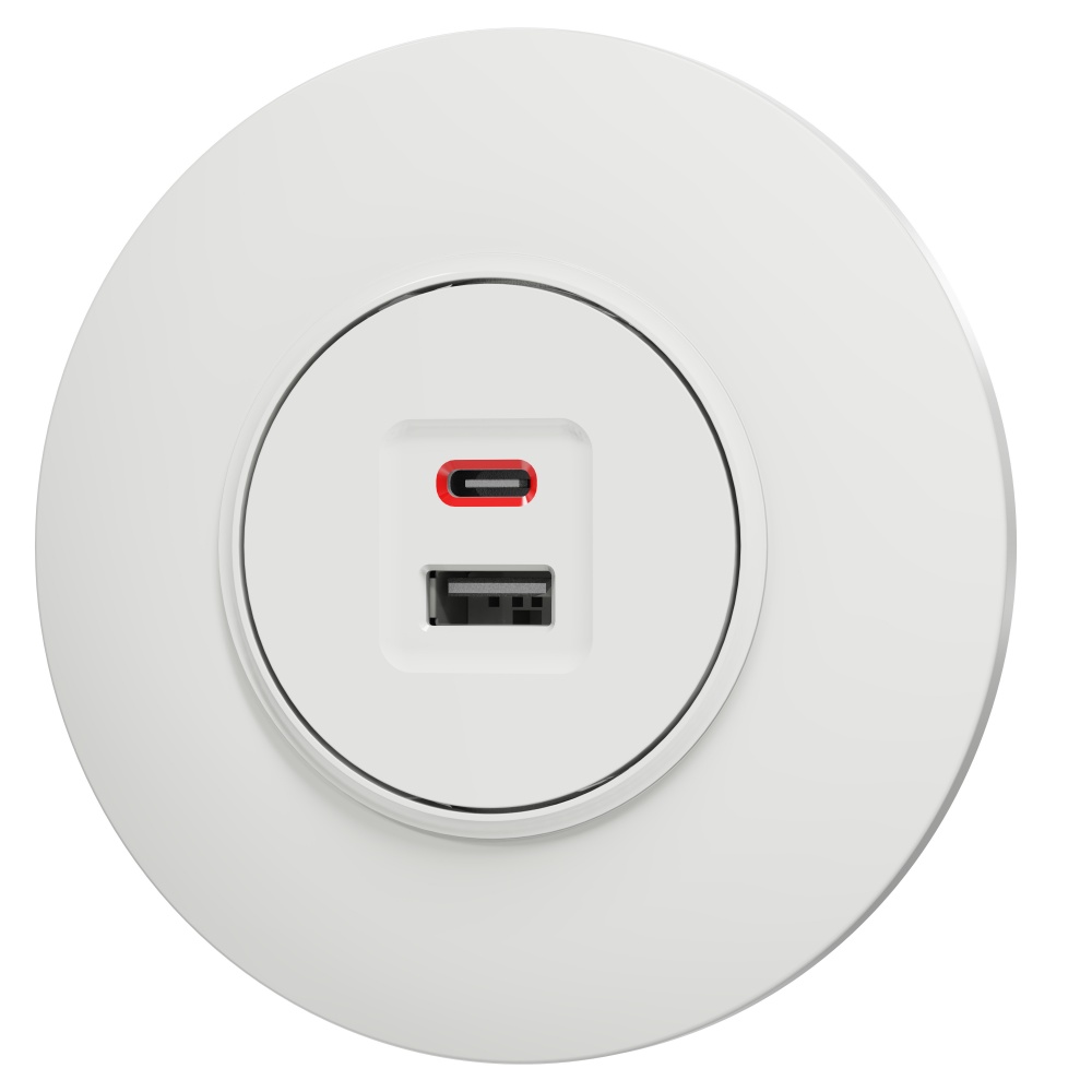 Механізм розетки USB + Type C HausMark Bela білий