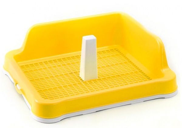 Туалет под пеленку с сеткой, столбиком и стеной L (56x43,5х16cм), P 961-А