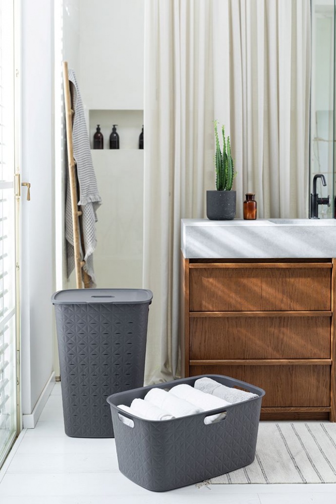 Кошик для білизни Curver Softex 56 л темно-сірий