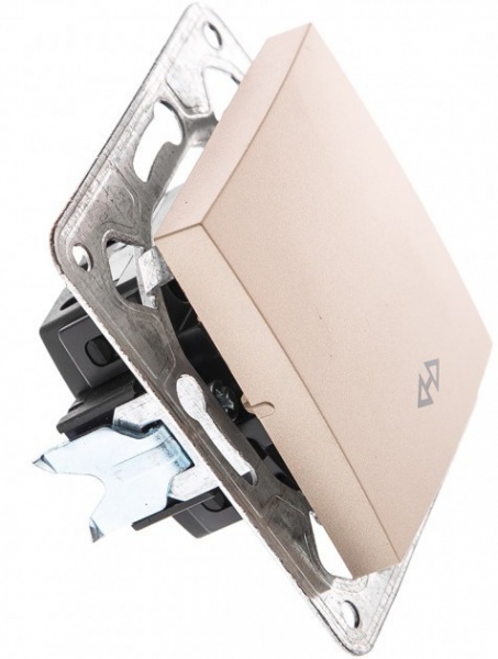 Переключатель одноклавишный перекрестный одноклавишный LXL Tesla без подсветки бронзовый 3530A champagne