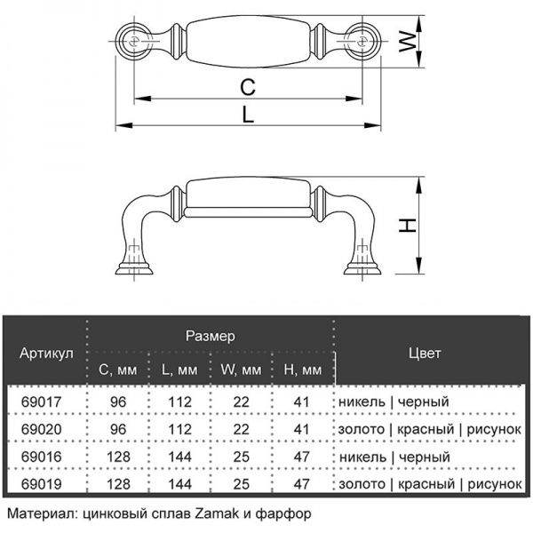 Меблева ручка CR 15136.96 69017 Bosetti Marella 96 мм полірований нікель/ чорний матовий