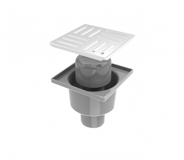 Душевой трап Water House с решеткой из нержавеющей стали 100х100 мм с вертикальным выпуском DN50