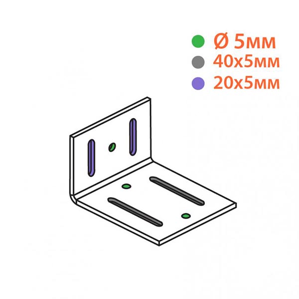 Кутник регульований Kolchuga асиметричний 45x75x65 мм 3 мм