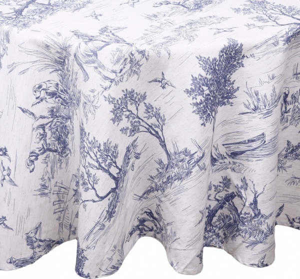 Скатерть Selena d160 белый с синим Luna 