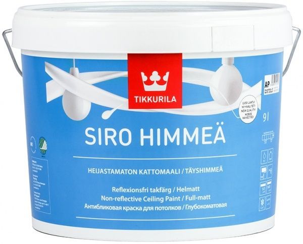 Краска акрилатная водоэмульсионная TIKKURILA Siro Himmea глубокий мат белый 9л 13,4кг