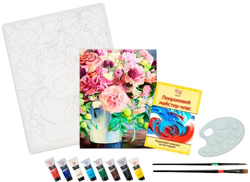 Розмальовка за контурами акриловий живопис Півонії Rosa Start 