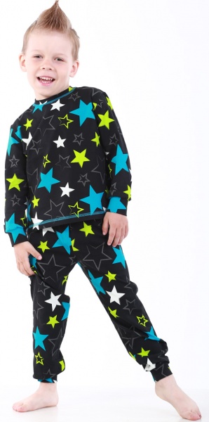 Пижама детская унисекс Beezy в разноцветные звезды р.86 черный 0218 