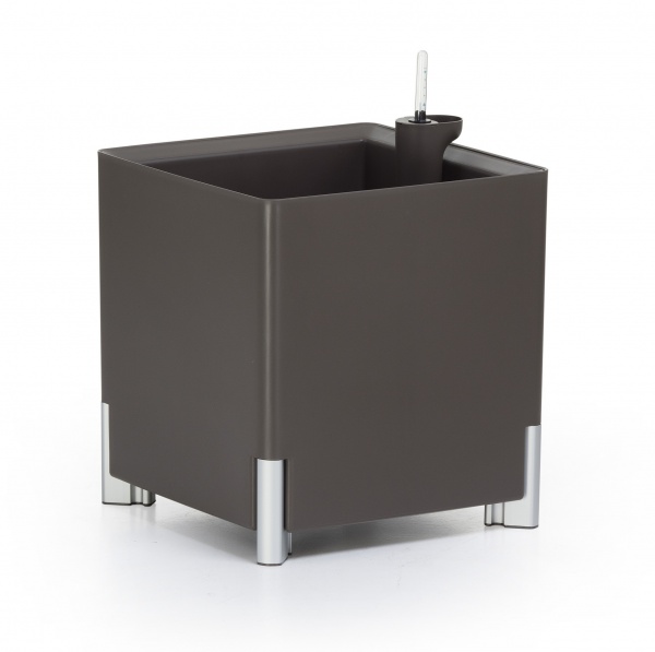 Горшок пластиковый Mondum Медитеранео 40x45x36 квадратный 36л серый с черным 