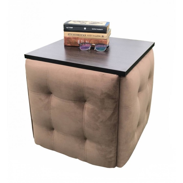 Пуф-трансформер 5 в 1 из велюра со столиком венге / коричневый 