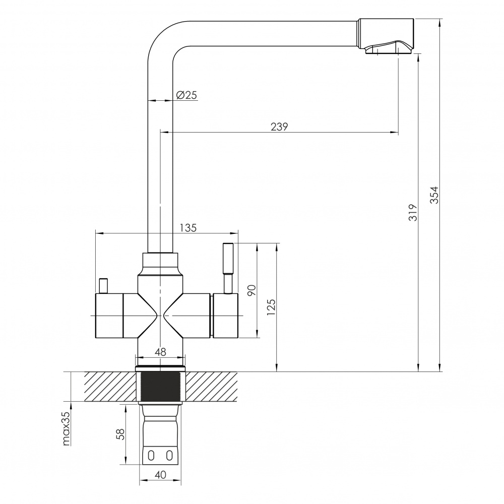 Смеситель для кухни Imprese ARGO-S f03409016JC, с подключением для питьевой воды, хром