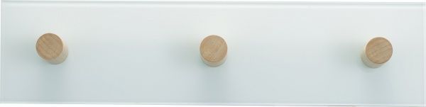 Вішалка настінна біла зі скла з гачками з натурального дерева I-3-60GW