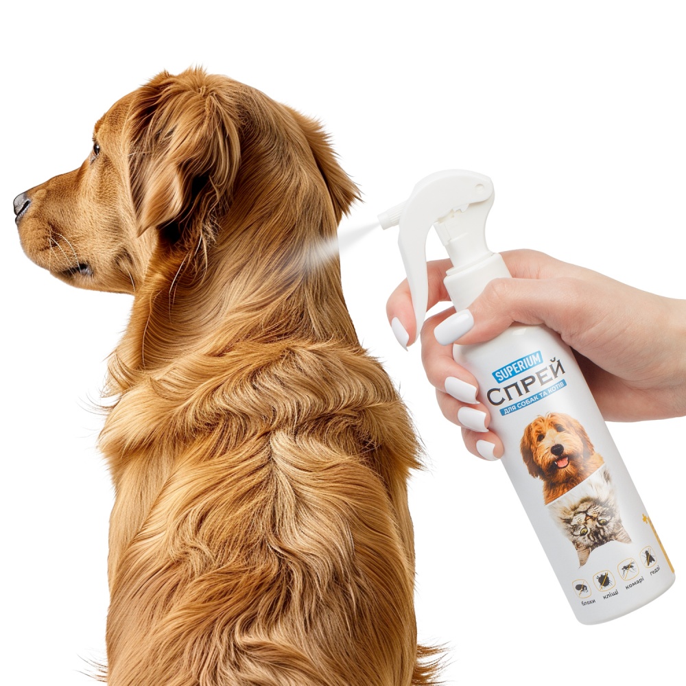 Спрей SUPERIUM от блох, клещей, комаров и оводов для котов и собак 200 мл