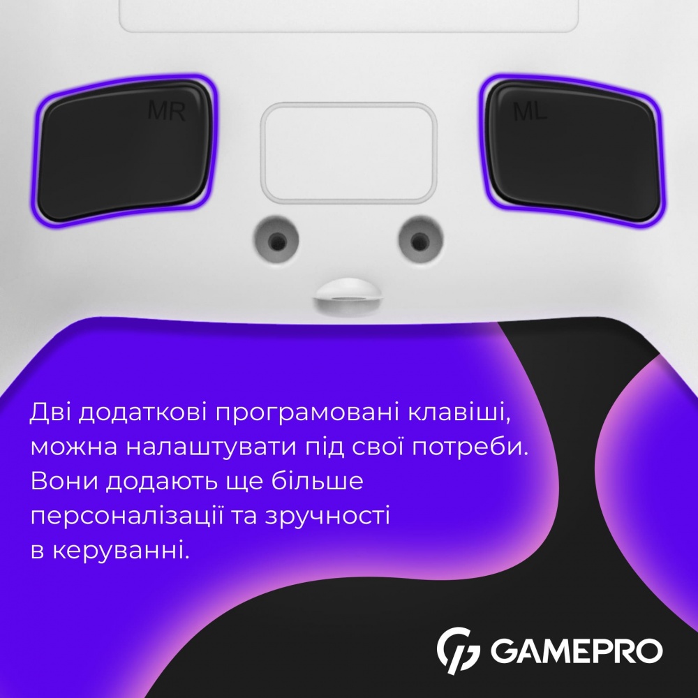 Геймпад бездротовий GamePro GPS13W BT 5.3/USB (PC/iOS/Android/PS3/PS4) RGB white