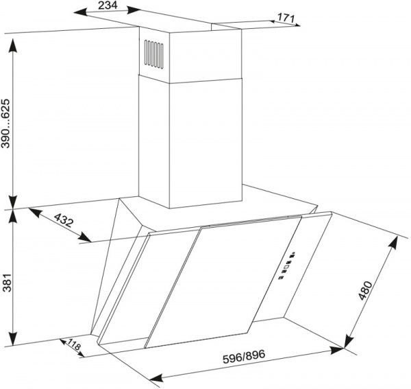 Вытяжка Eleyus Vesta A 1200 LED SMD 60 S BL
