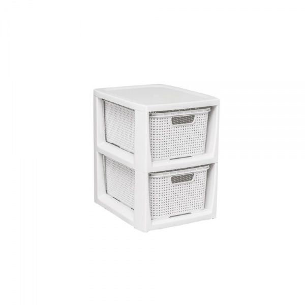 Комод пластиковий BranQ RATTAN білий 328x240x295 мм