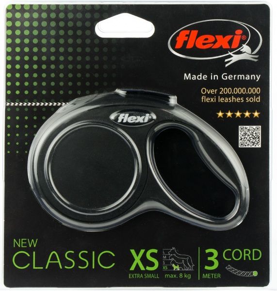 Поводок-рулетка FLEXI Classic XS черный до 8 кг 3 м