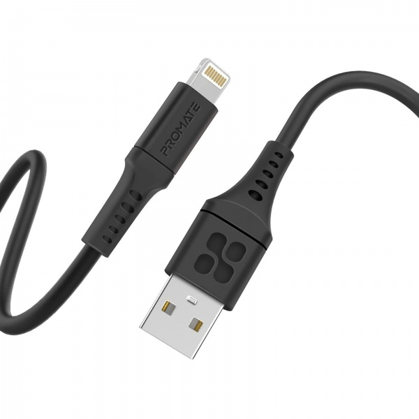 Кабель Promate PowerLink-Ai120 USB to Lightning 2.4А 1,2 м чорний (powerlink-ai120.black) 