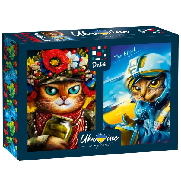 Пазли картонні De.tail Кішка-воїн & Привид Києва (2 в 1) DT500-09