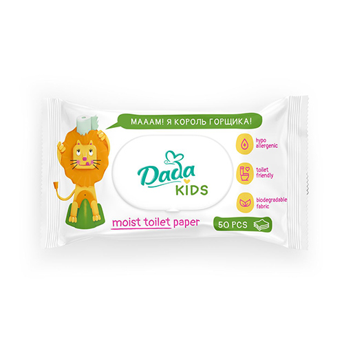Влажная туалетная бумага Dada с клапаном однослойная 50 шт.