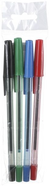 Набор ручек шариковых 4Office 4 шт. черная, синяя, зеленая, красная 4-102 