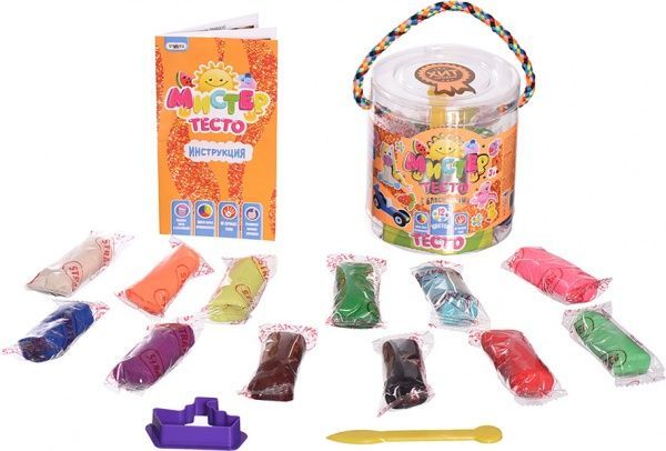 Набор теста для лепки Strateg Мистер тесто 12 цветов с блестками 71101