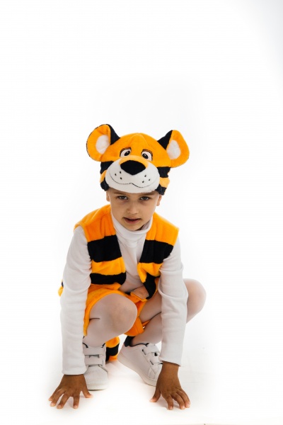 Костюм карнавальний Тигренок для мальчика р.122-128 помаранчевий із чорним 