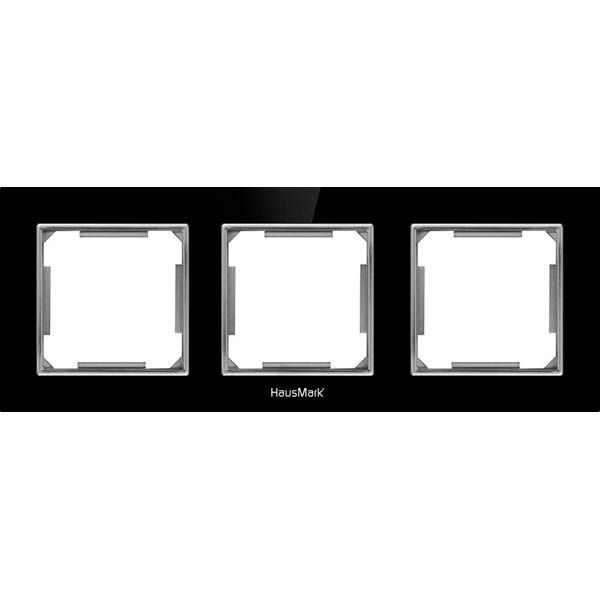 Рамка трехместная HausMark Alta универсальная черное стекло SNG-FRG.SQ20G3-BK