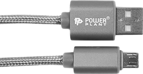 Кабель PowerPlant USB – microUSB 2 м сірий USB 2.0 AM – Micro 2м 