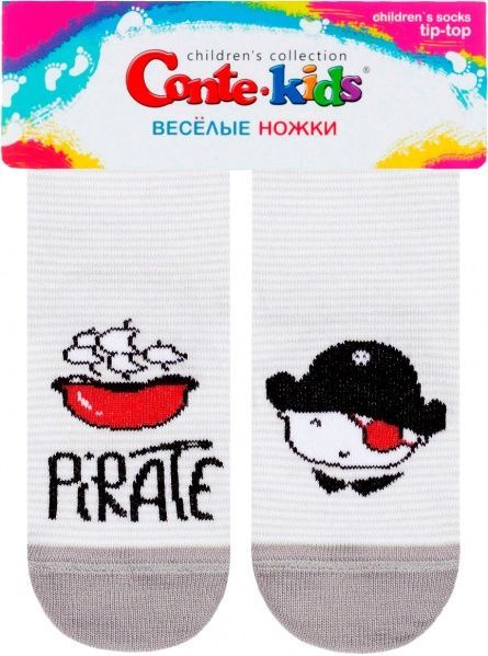 Носки детские Conte-Kids CK (ВЕСЕЛЫЕ НОЖКИ) 17С-10СП 335 р.12 светло-серый с белым с рисунком 
