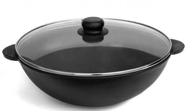 Сковорода WOK із кришкою чавуннна 3,7 л 280х96 мм Brizoll