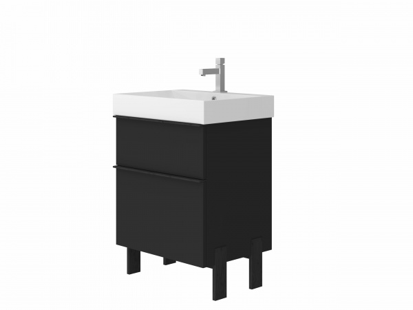 Тумба підлогова ЮВЕНТА Manhattan Mnh-60 чорна з умивальником Stance-60
