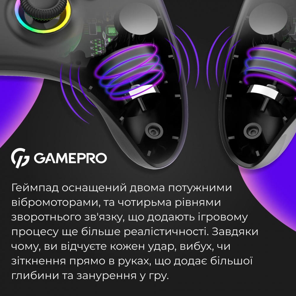 Геймпад бездротовий GamePro GPX13B 2.4G/BT 5.1/USB (Switch/PC/iOS/Android) RGB Black black