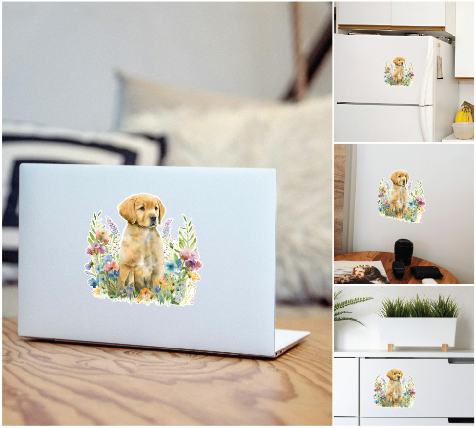 Декоративная наклейка Наш Декупаж Щенок в цветах А4 29,7x21 см