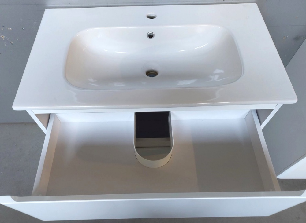 Тумба напольная ЮВЕНТА Ester - 80 белый с умывальником