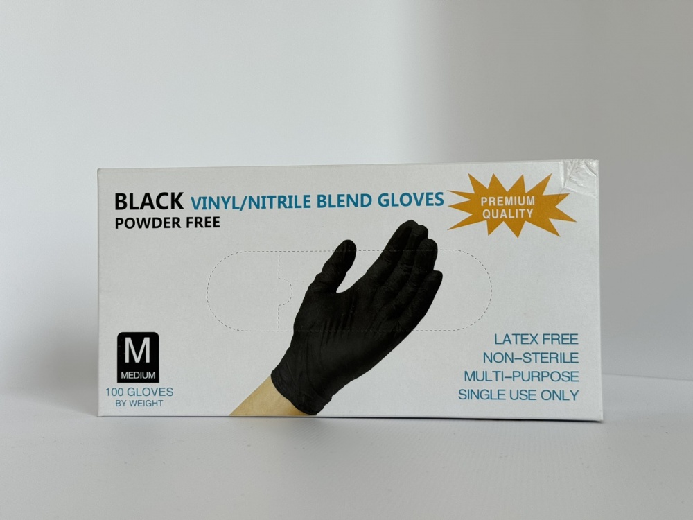 Рукавички медичні Care 365 вінілові чорні р.M 100 шт./уп.
